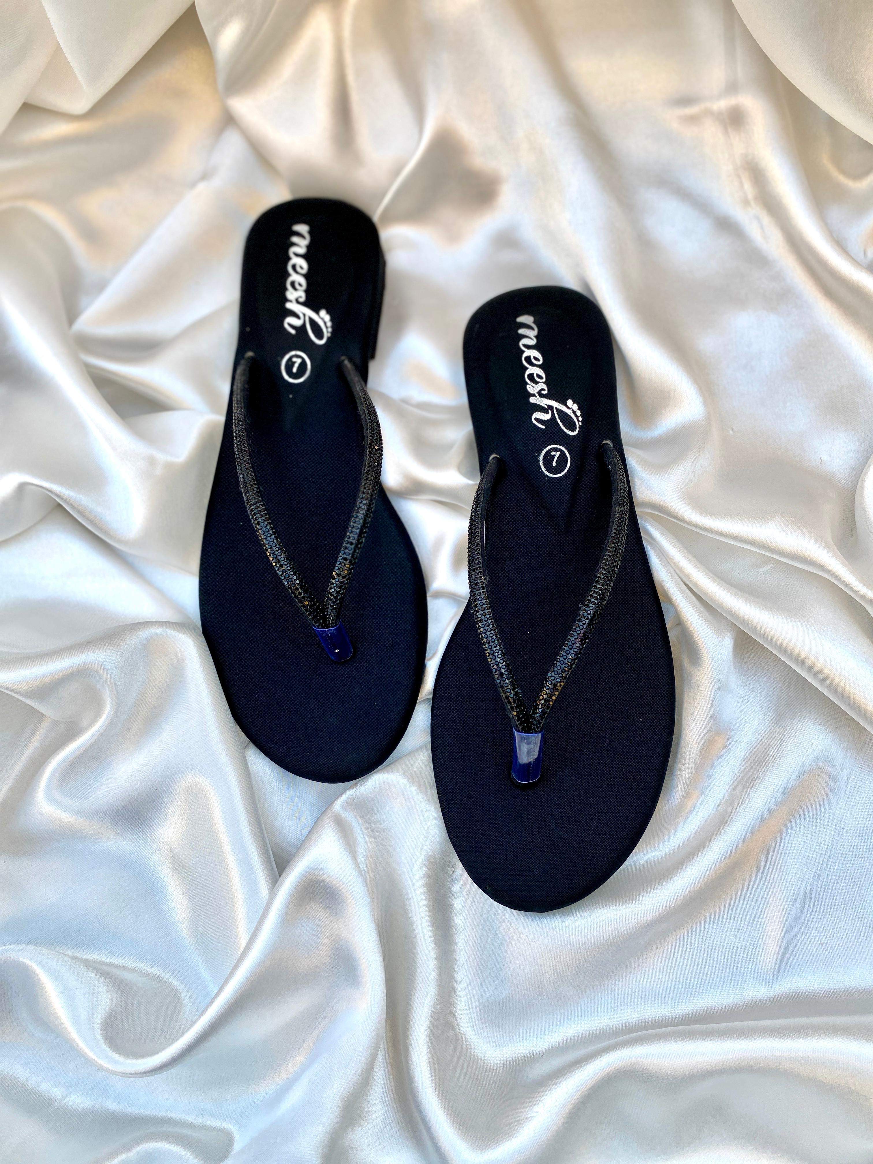 black two stripe flats