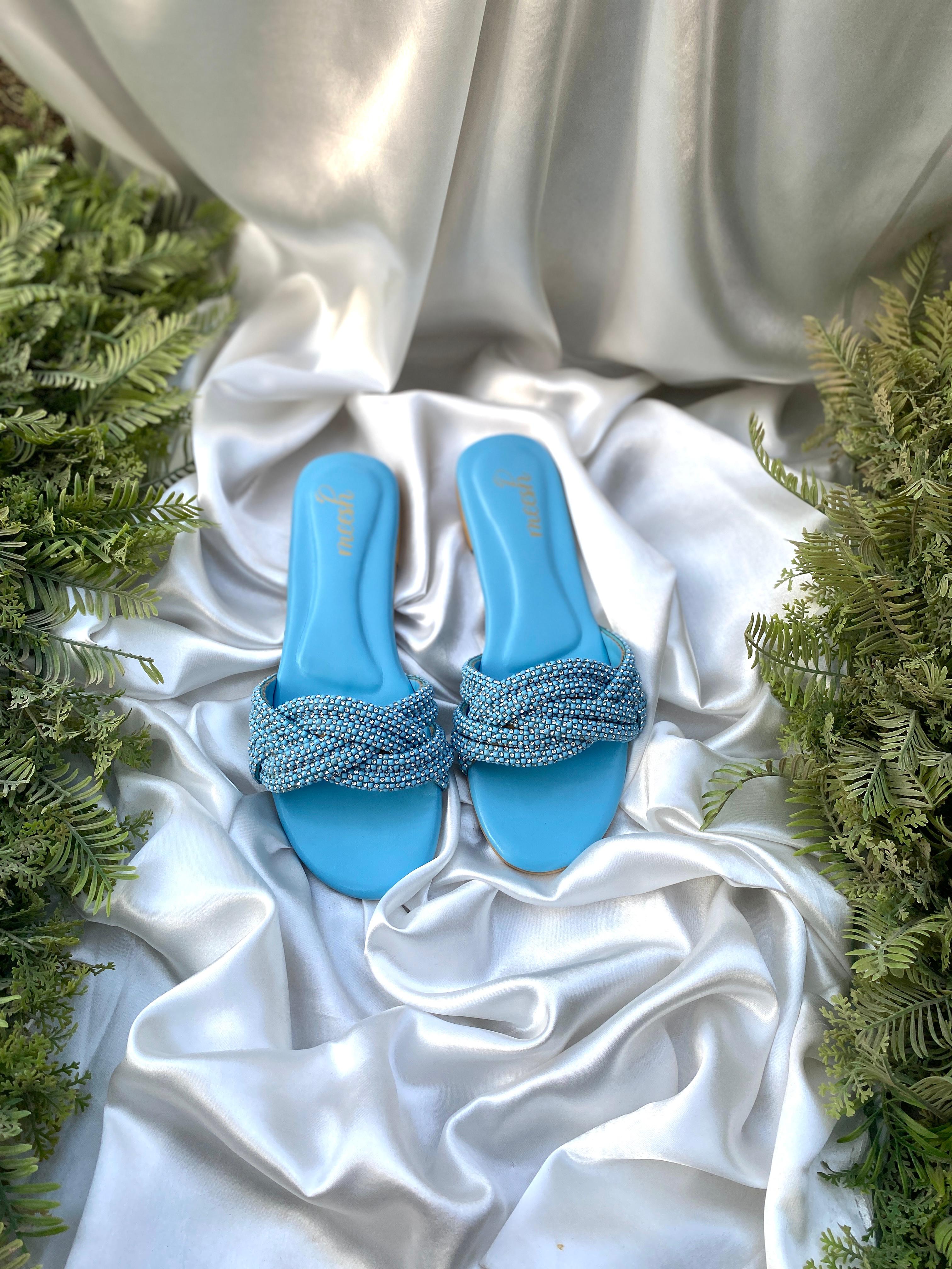 Meesh azure blue knot flats